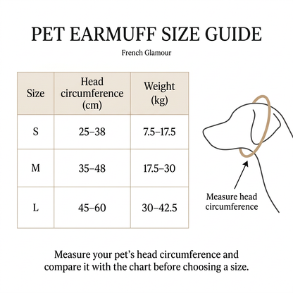 Metric-only French Glamour earmuff size guide